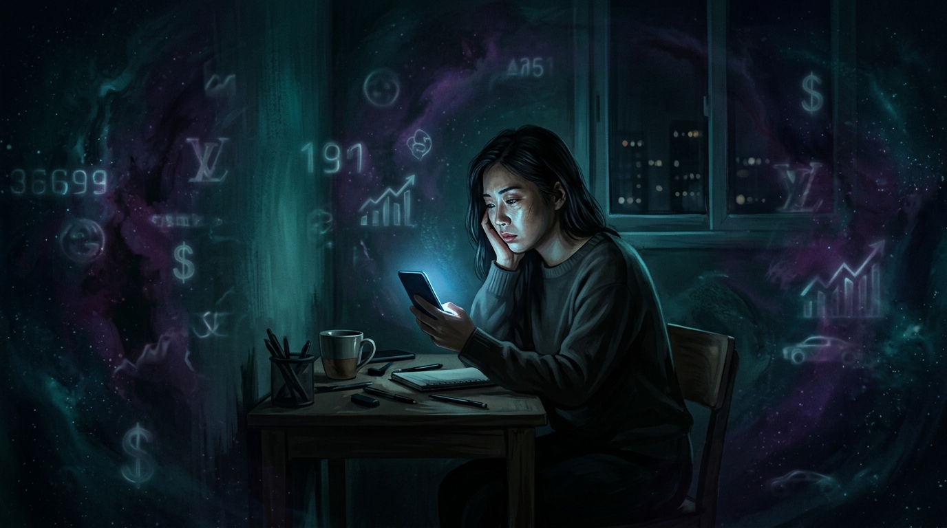 Màn hình điện thoại rực rỡ lúc nửa đêm và bóng tối của sự tự ti trong căn phòng trọ